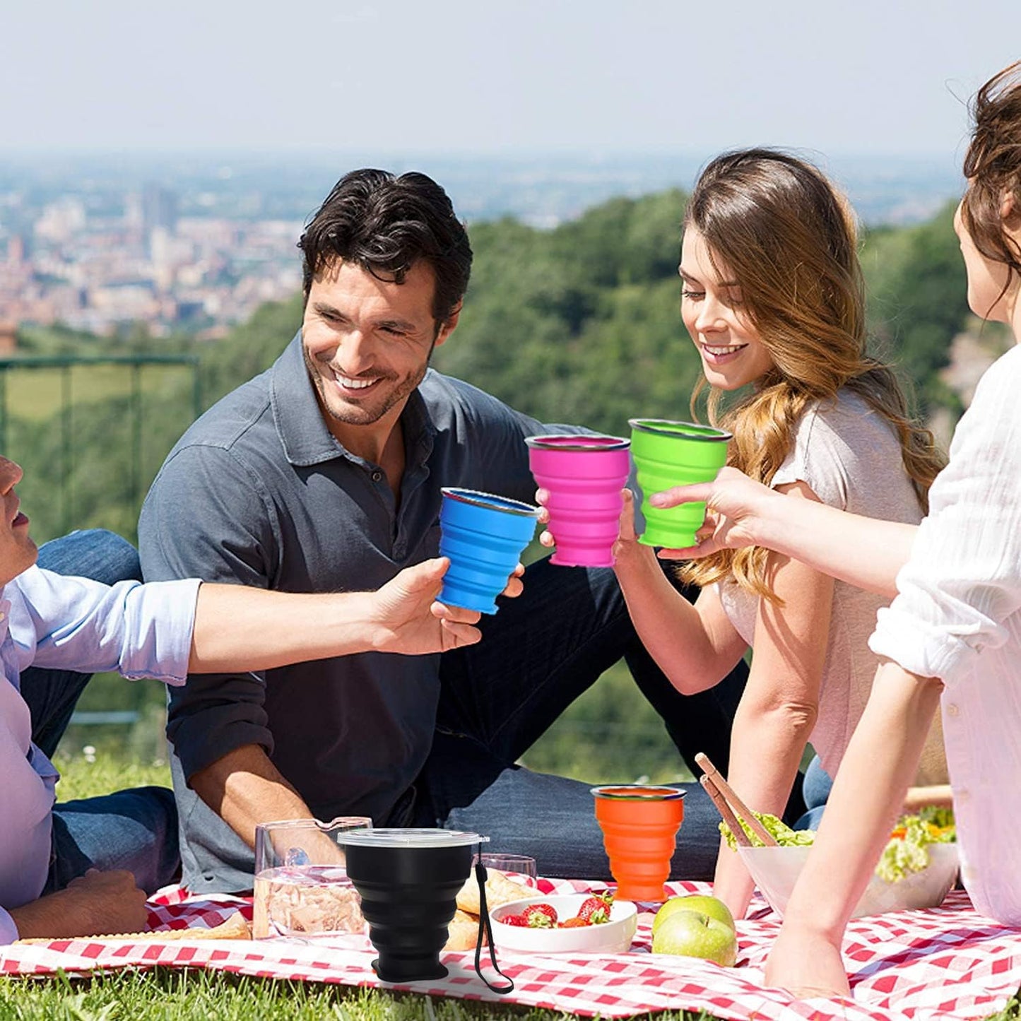 Collapsible Cup - Silicone Foldable Cup-Expandable Folding Drinking Cup -Reusable Portable Mugs Cup For Travel, Camping, Hiking, Survival, Car, Picnic, Beach, Holiday Vacation, Outdoor Sports