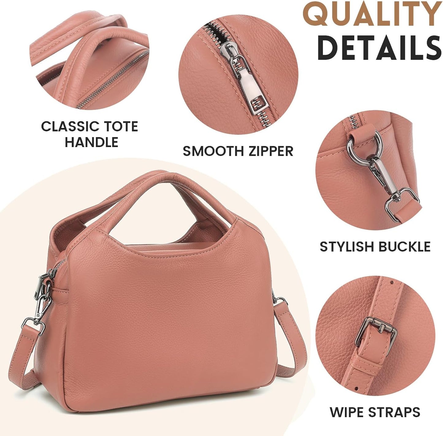 KOGTLA Genuine Leather Purses for Women, Crossbody Shoulder Bags with Top-Handle, Tote Satchel Handbags