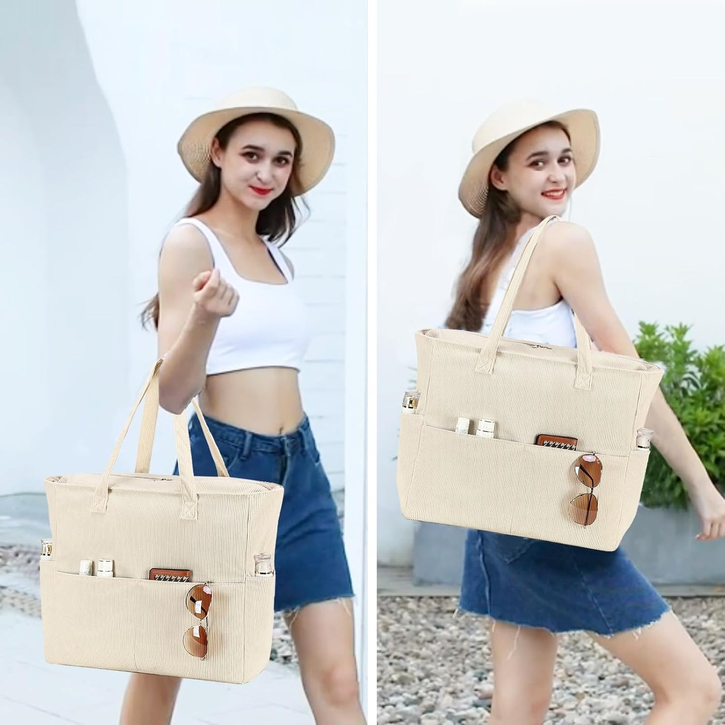 Beach Pool Bags Tote for Women Ladies Large Gym Tote Carry On Bag With Wet Compartment for Weekender Travel Waterproof