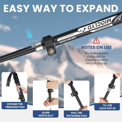 Collapsible Hiking Poles, 7075 Aluminum Trekking Poles, 2pc Lightweight Folding Adjustable for Men & Women, Walking Sticks for Hiking, Camping, Backpacking