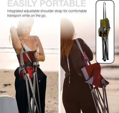 Travel Chair Ultimate Slacker, Quick Folding Tripod Stool with Backrest, Fishing Camping Hiking Chair with Carry Strap, Polyester, Green