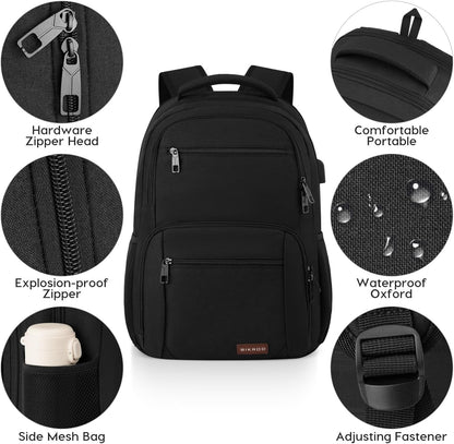 BIKROD Backpack for Men, TSA Travel Backpack, College Backpacks Water Resistant Back Pack with USB Charging Port, Business Anti Theft Durable Computer Bag Gifts Fits 17.3 Inch Laptop, Grey