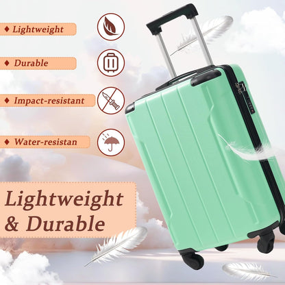 Merax Carry on Luggage Set, 20 Inch Hardshell ABS Suitcase with Spinner Wheels, Built-in TSA Lock & 2 Packing Cubes Airline Approved for Business Weekend Travel