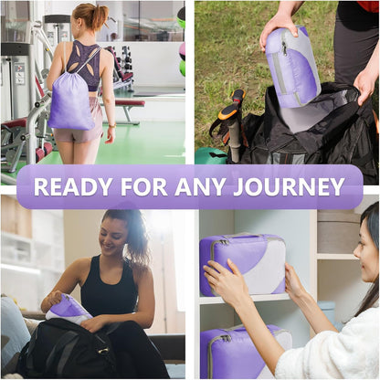 8 Set Packing Cubes for Travel, Gifts for Women Mom,Anti-Tearing Suitcase Organizer for Luggage with Shoe & Hanging Toiletry Bag,OlarHike Vacation Essentials & Accessories for Cruise Ship,Purple