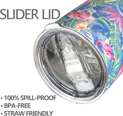 20 oz Stainless Steel Vacuum Insulated Tumbler with Lid - Double Wall Travel Mug Water Coffee Cup for Ice Drink & Hot Beverage, (Flamingo)