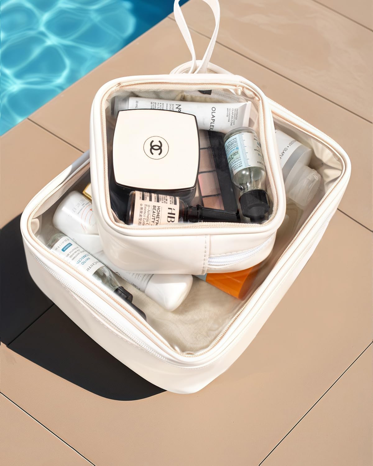 KOTORA TSA Approved Toiletry Bag with Mini Clear Makeup Bag PVC Cosmetic Bags for Women and Men, Carry on Airport Airline Compliant Bag Car Accessories for Women Men(B-Clear White)