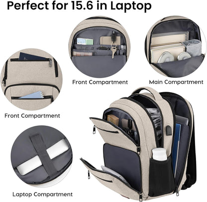 Backpack for Girls Women, School Backpack for Teen Boys, Lightweight Casual High School Bookbag, Daily-use Travel Laptop Backpack with USB Charging Port Fits 15.6 Inch Notebook