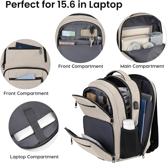 Backpack for Girls Women, School Backpack for Teen Boys, Lightweight Casual High School Bookbag, Daily-use Travel Laptop Backpack with USB Charging Port Fits 15.6 Inch Notebook