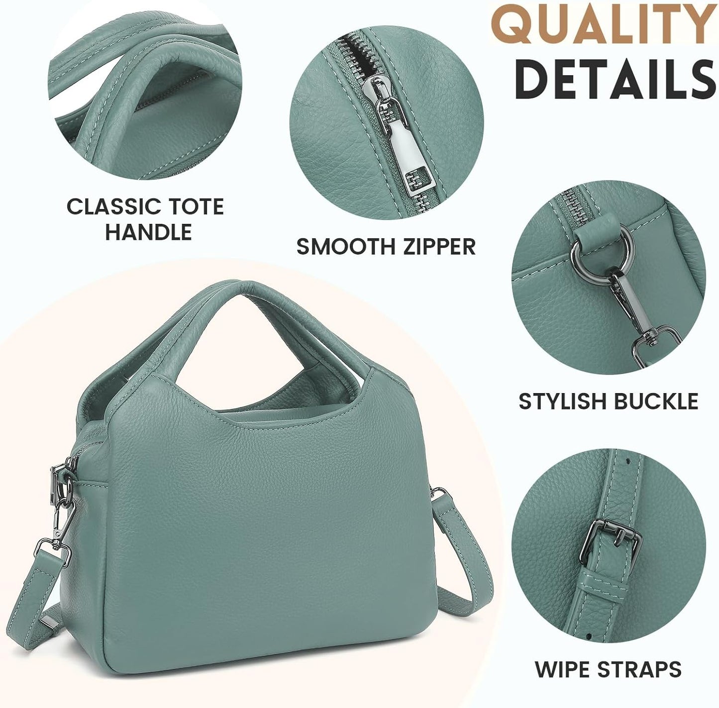 KOGTLA Genuine Leather Purses for Women, Crossbody Shoulder Bags with Top-Handle, Tote Satchel Handbags