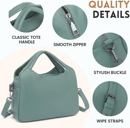 KOGTLA Genuine Leather Purses for Women, Crossbody Shoulder Bags with Top-Handle, Tote Satchel Handbags