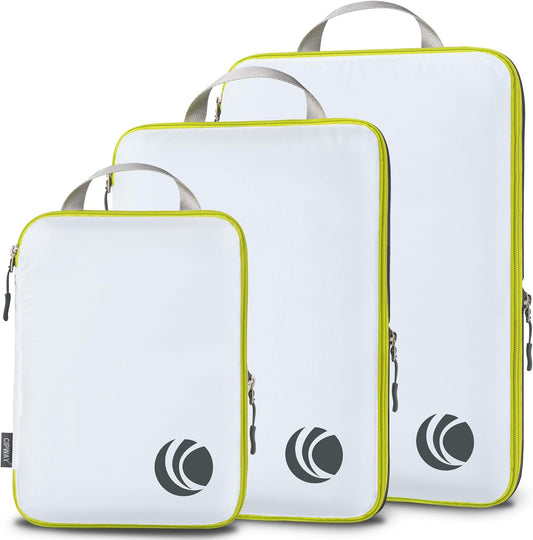 Cipway Compression Packing Cubes, Ultralight Luggage Organizer Bags, Travel Essentials for Carry on Suitcase (3 Piece,White)