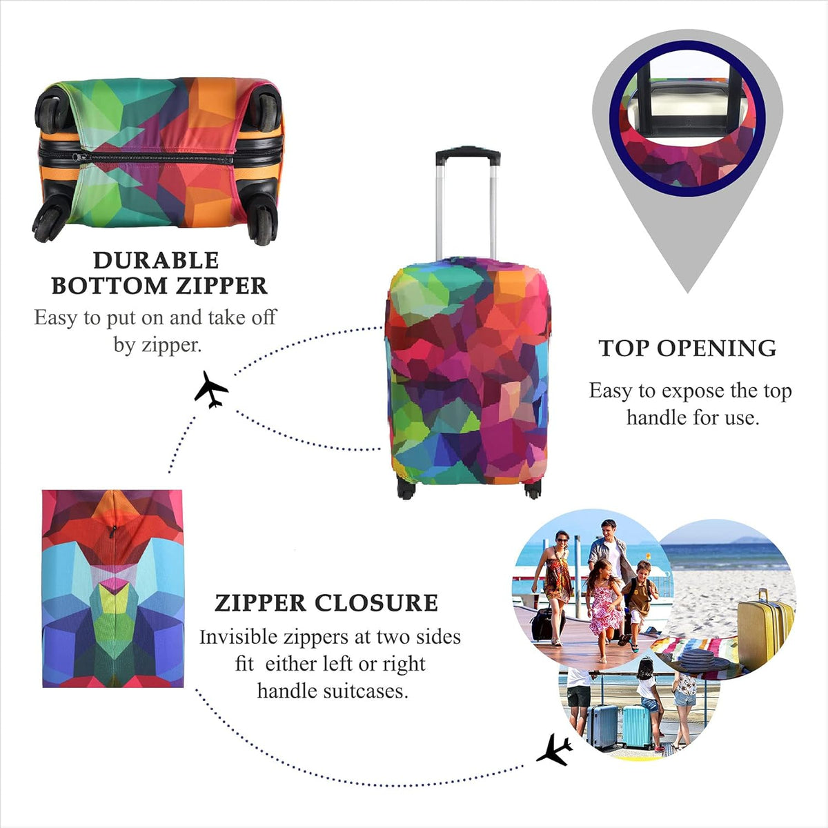 Explore Land Travel Luggage Cover Suitcase Protector Fits 23-26 Inch Case (Geometry, M)