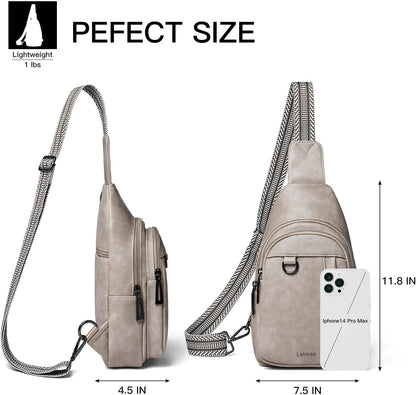 7L Sling Bag for Women Men Leather Small Sling Backpack Daypack Anti Theft Fanny Pack Crossbody Purse Travel