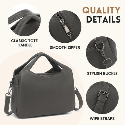 KOGTLA Genuine Leather Purses for Women, Crossbody Shoulder Bags with Top-Handle, Tote Satchel Handbags