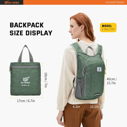 SKYSPER Small Daypack 10L Hiking Backpack Packable Lightweight Travel Day Pack for Women Men