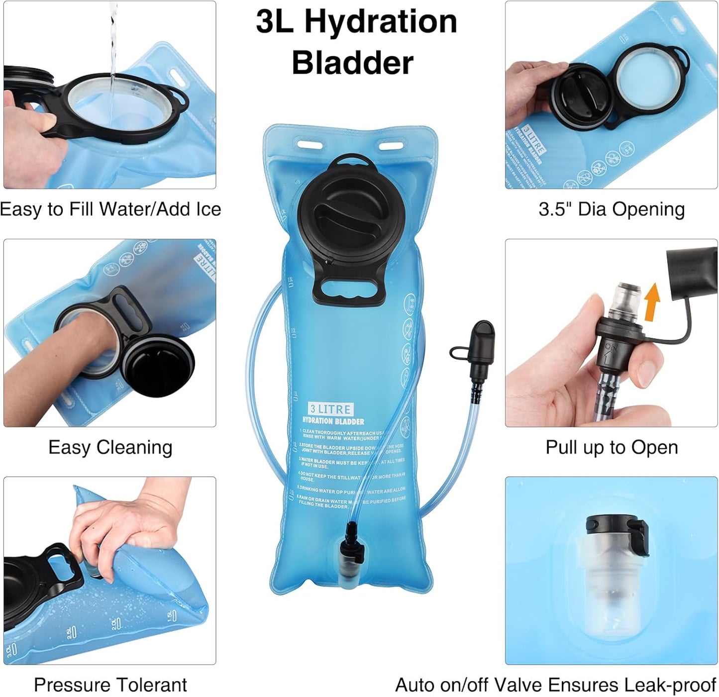 GENILU Tactical Hydration Backpack with 3L Water Bladder, Lightweight Molle Water Backpack Daypack for Men Women