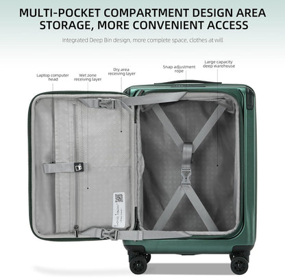 Carry On Luggage, 20Inch & 29 Inch Top Opening Airline Approved ABS+PC Hard Shell Suitcases with Silent Wheels, TSA Lock,Front Pocket and Wet-dry Separated Six-piece Set