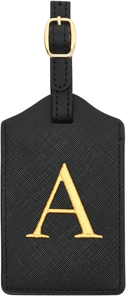 Luggage Tag PU Leather for Suitcase Baggage Handbag Travel Bag Label Suitcase Tag Label Tag w. Name Card & Privacy Cover (A)