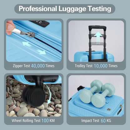 20 Inch Luggage with Spinner Wheels,Expandable Front Opening Suitcase 100% PC Hard Shell TSA Lock, Smooth Rolling Wheels, Lightweight Travel for Men and Women, Y03 Yellow Slightly Larger