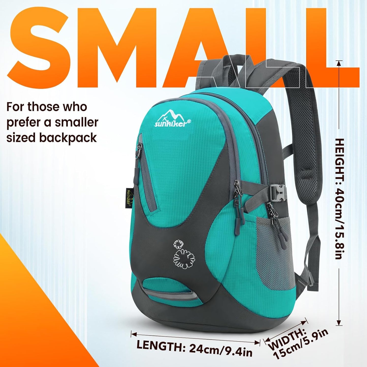 sunhiker Small Cycling Hiking Backpack Water Resistant Travel Backpack Lightweight Daypack M0714 (Aqua Green)