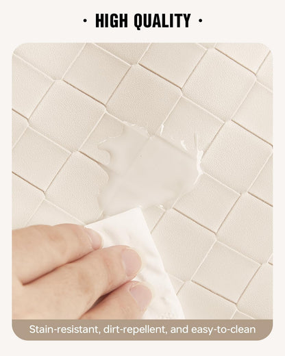 EACHY Travel Toiletry Bag with Hanging Hook, Portable Makeup Cosmetic Bags for Women, Water-Resistant Full-Size Travel Accessories (Plait White)