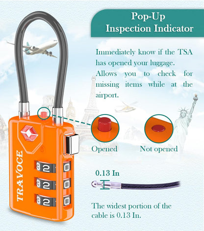 TSA Approved Luggage Locks, Travel Locks Which Also Work Great as Gym Locks, Toolbox Lock, Backpack and More, Orange 6 Pack