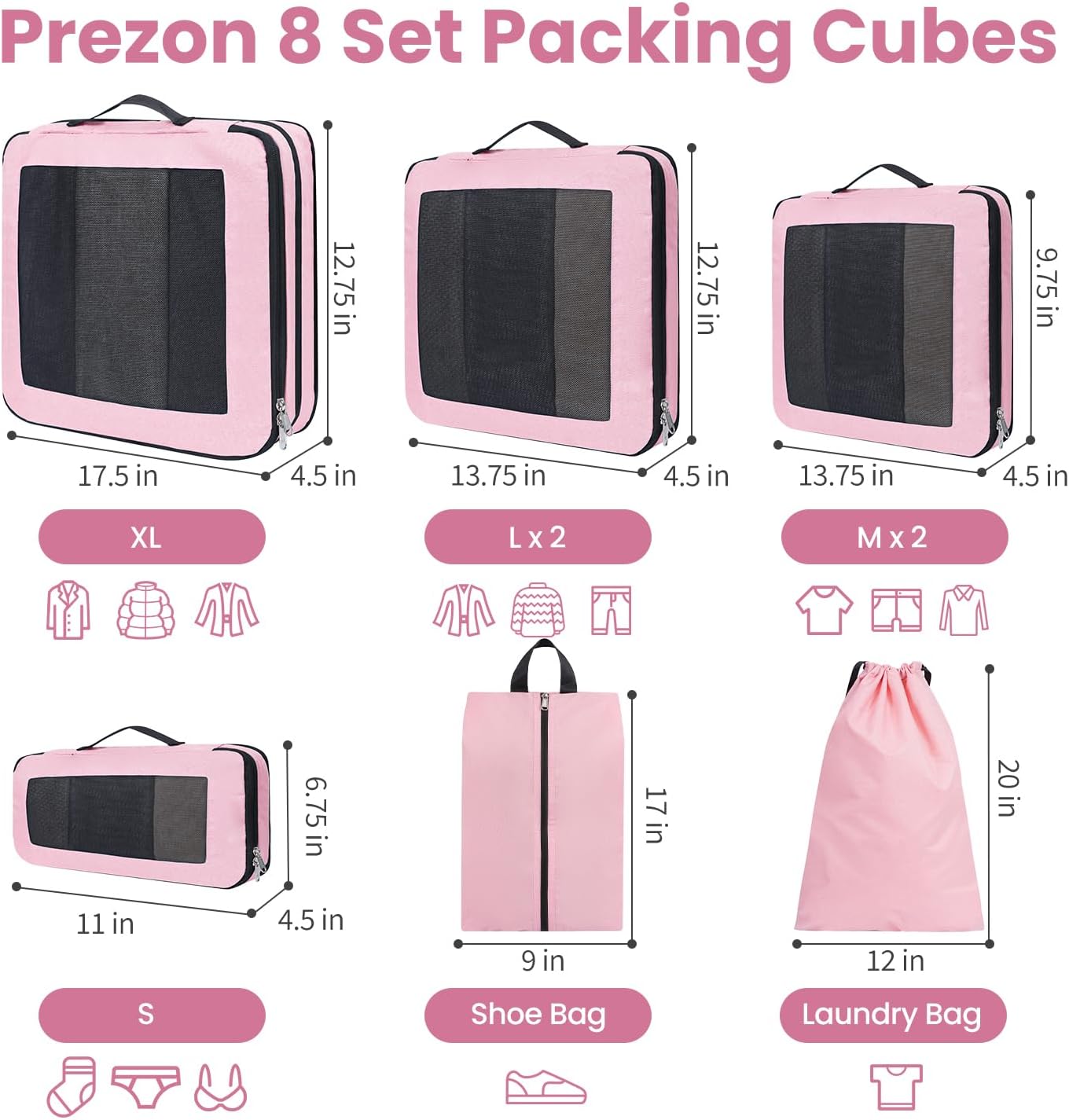8 Set/6 Set/4 Set Compression Packing Cubes for Travel, Lightweight Vacation Travel Essentials, Travel Accessories for Suitcase Organizer Bags Set, Durable Luggage Organizer