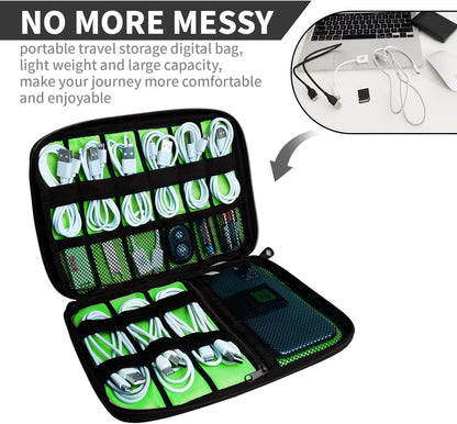 Electronics Travel Organizer,Portable Waterproof Electronic Travel Storage Bag for Small Charging Cord Storage,Charger,SD Card etc,for Travel,Business- Blue Green
