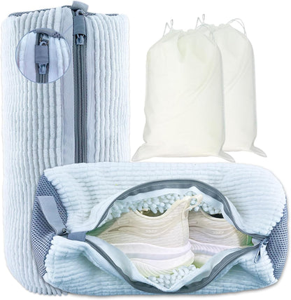 XXL Shoe Washing Machine Bag - 2-Pack Reusable Shoe Cleaning Bags, 360° Deep Clean for Tennis Shoes, Sneakers and Slippers, Includes 2 Shoe Storage Dust Bags (White)