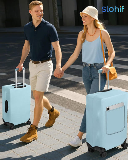Slohif Luggage Cover for Suitcase Tsa Approved Protector - Luggage Sleeve Suit Case Cover Travel Stretch Large Baggage Case Protective Washable Fit 29-30 Inch Light Blue