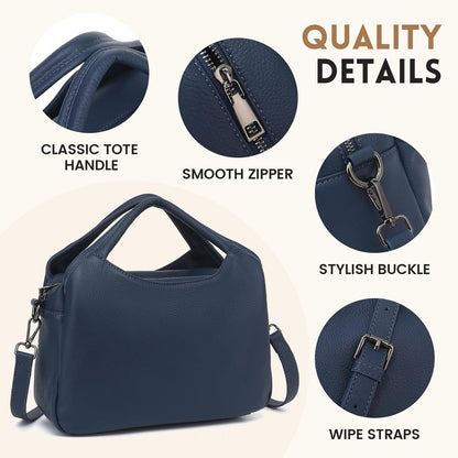 KOGTLA Genuine Leather Purses for Women, Crossbody Shoulder Bags with Top-Handle, Tote Satchel Handbags