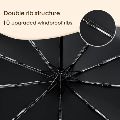 2-Pack Windproof, Waterproof, UV-Blocking Portable Travel Umbrella, Compact Sun & Rain Folding Umbrella, Double Rib Structure, Large Auto Open and Close Car Umbrella