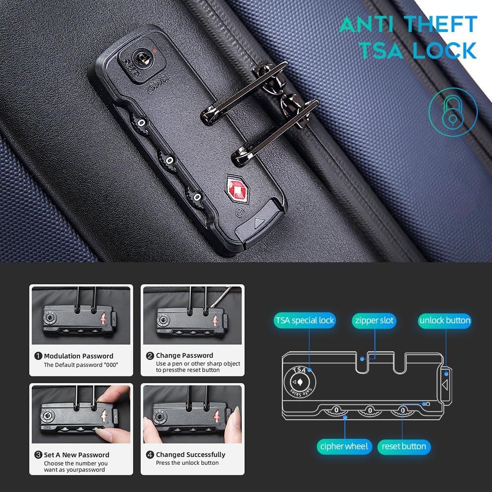 BANGE Mens Business Backpack for Work, Computer Backpacks for Laptops for 17.3 Inch, Men's Backpack with Lock Anti Theft, Backpack for Traveling with USB charging Port
