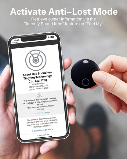 Air Tracker Tag, Bluetooth Tracker-4 Pack Works with Apple Find My (iOS Only), Smart Tags for Luggage, Keys, Backpack, IP67 Waterproof