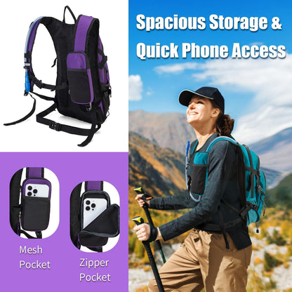 Hydration Backpack Pack with 2L Water Bladder 18L Hiking Backpack Women Men Lightweight Hydropack Insulated Daypack for Biking, Running, Festival