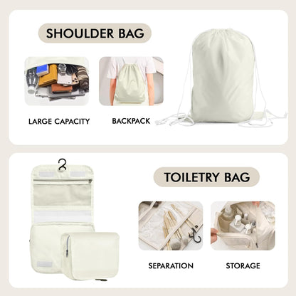 WVM Packing Cubes for Travel, 8 Set Luggage Organizer Bags with Shoe Bag, Toiletry Bag & Laundry Bag, Travel Accessories Essentials Packing Organizer, Beige