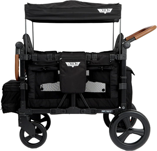 Keenz VYOO Stroller Wagon with Canopy - Foldable Design for Easy Storage, 5 Seating Positions for Kids, Enhanced Child Safety, All-Terrain Mobility, 2-Passengers, Black