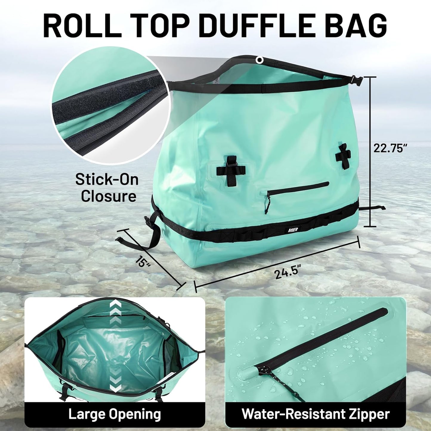 MIER Large Waterproof Duffel Bag Rolltop Dry Backpack Duffle Bags for Kayaking, Rafting, Boating, Swimming, Camping, Travel, Gym, Beach, 60L/80L