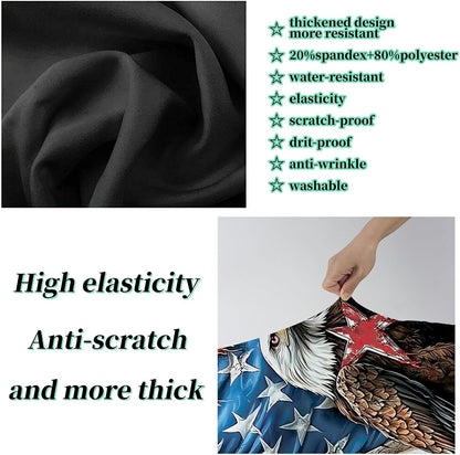 Luggage Cover + Tag, Eagle American Flag Travel Suitcase Protector for 22-24 inch Luggage (M) with Concealed Zipper, Washable Elastic Cloth, Dustproof, Anti-Scratch