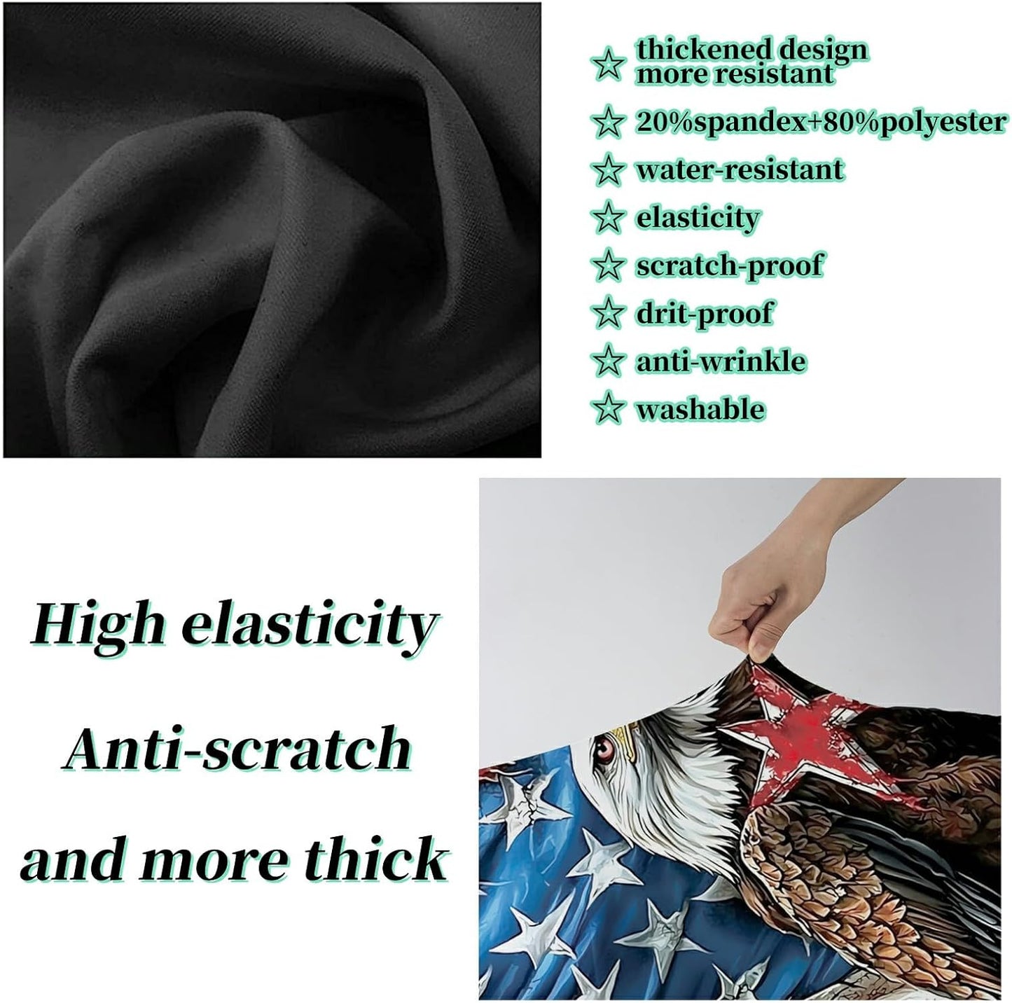 Luggage Cover + Tag, Eagle American Flag Travel Suitcase Protector for 29-30 inch Luggage (XL) with Concealed Zipper, Washable Elastic Cloth, Dustproof, Anti-Scratch