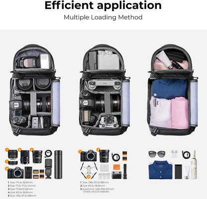 K&F Concept Camera Sling Bag Crossbody Bag Camera Shoulder Backpack DSLR/SLR/Mirrorless Photography Bags Compatible with Canon/Nikon/Sony/Fuji/Gopro/DJI