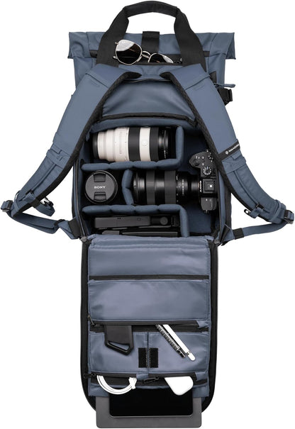 WANDRD All New PRVKE 15L V4 Camera Backpack: Built-In Camera Cube Travel Backpack with Quick Side Access, Rolltop Expansion, Clamshell Opening, Magnetic Tote Handles