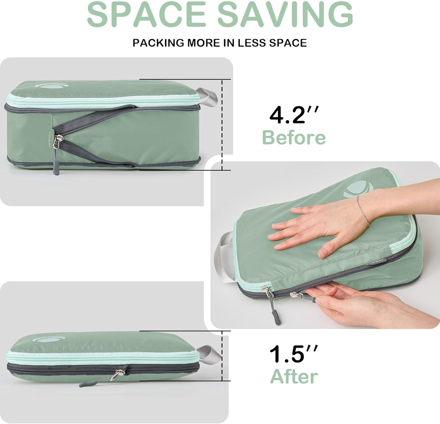 Cipway Compression Packing Cubes, Ultralight Luggage Organizer Bags, Travel Essentials for Carry on Suitcase (3 Piece,Sage Green)