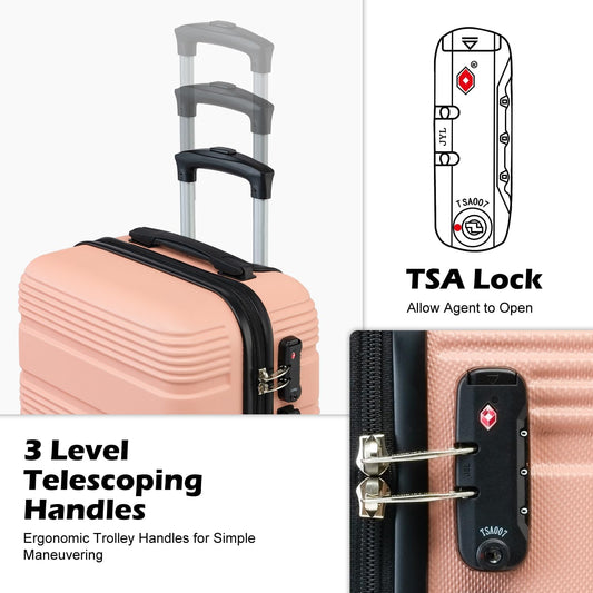 LONG VACATION 3 Piece Carry On Luggage 20 Inch Suitcase with Spinner Wheels, ABS+PC Hardshell Suitcase set with TSA Lock & YKK Zipper