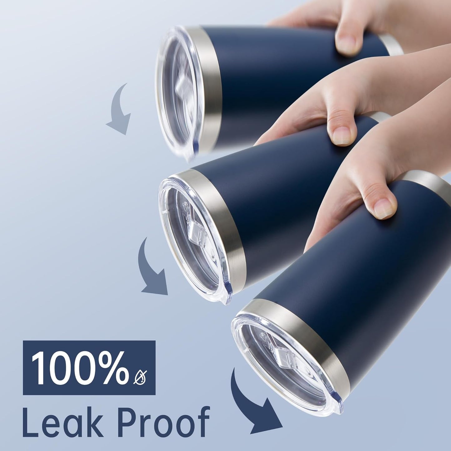 20 oz Tumblers Bulk Stainless Steel Tumbler with Lid Double Wall Vacuum Insulated Coffee Mug 20oz Powder Coated Cup for Hot and Cold Drinks, Navy, 12 pack