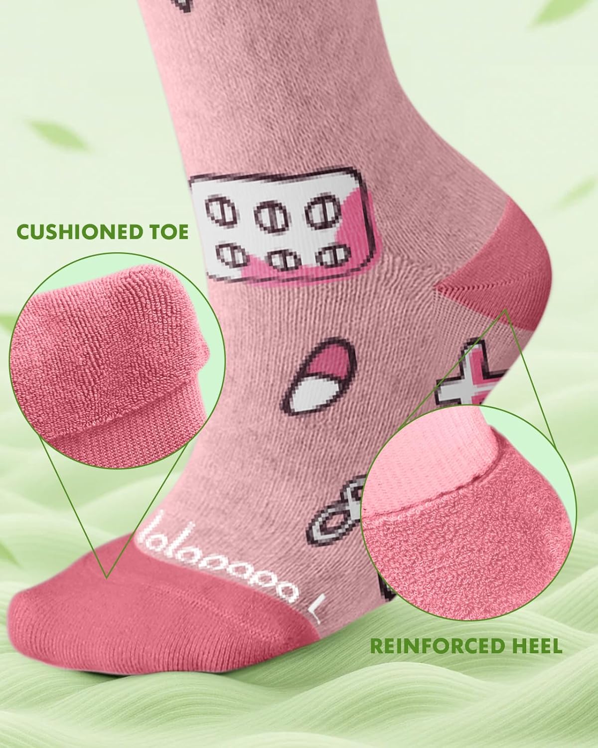 Bamboo Viscose Compression Socks for Women Men 2 Pairs 15-20mmHg Knee High Compression Socks Travel Nurse