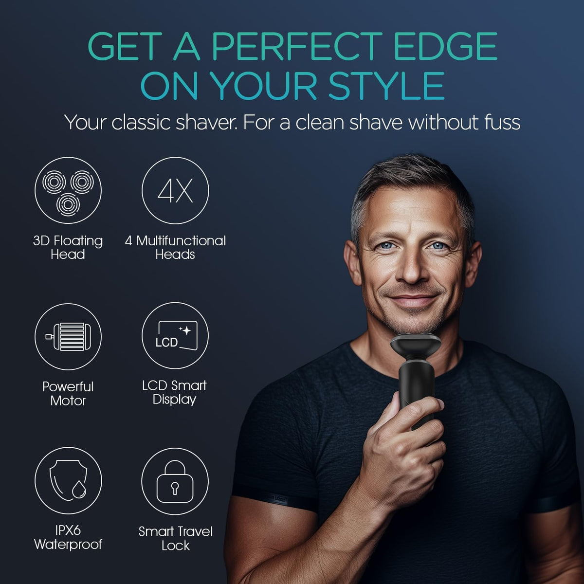 VOYOR Electric Razor for Men Cordless Shavers for Shaving with face sideburn Nose Ear Hair Rechargeable Wet Dry Waterproof TX410 New (New Version-Grey)