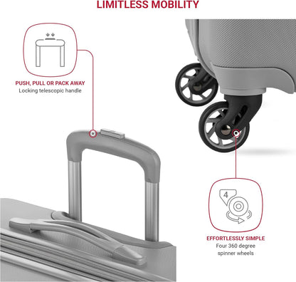 SwissGear 7366 Hardside Expandable Luggage with Spinner Wheels, Grey, Checked-Large 27-Inch
