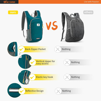 SKYSPER Small Daypack 10L Hiking Backpack Packable Lightweight Travel Day Pack for Women Men