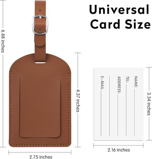 Luggage Tags for Suitcase Travel Bag Labels Privacy Protection Luggage Tag for Baggage PVC Baggage ID Label Tags Yellow+2 Pack Brown